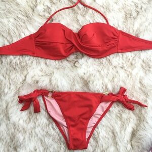 Victoria's Secret Red Bandeau Bikini Set - 32B top / XS bottom